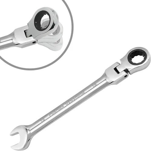 Vista 9 de Llave de trinquete de cabeza flexible de 0.315 in, llave combinada de acero al cromo vanadio de 12 puntos con engranaje de trinquete de 72 dientes