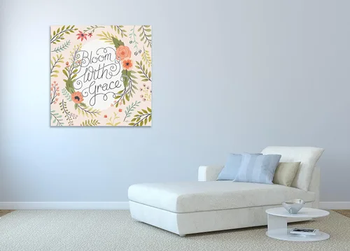 Vista 5 de Jaxson Rea "Retro Garden II - Bloom with Grace Pale Blush Gallery Wrapped Canvas by Janelle Penner, 12" x 12