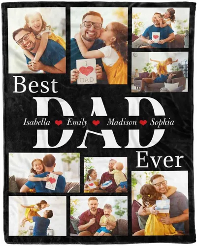 Vista 8 de D-Story Mantas para papá, manta de regalo personalizada de hija, manta para el Día del Padre, regalos para papá de parte de la hija, manta con fotos