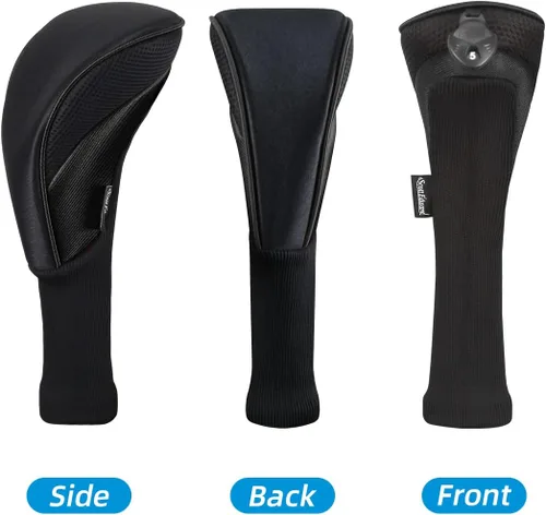 Vista 3 de Scott Edward Fundas para cabezas de palos de golf para híbridos de Fairway Woods, 3 piezas de cuello largo de malla para palos de golf con etiquetas