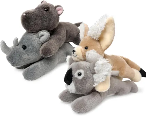 Vista 4 de Animal de peluche realista de 8 pulgadas para niños, con postura acostada, peluche para niños y niñas, adultos, cumpleaños, abrazo, enseñanza