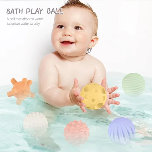 Vista 8 de Bolas sensoriales para bebés, paquete de 6, pelota para niños pequeños de 1 a 3, juguetes Montessori suaves y texturizados para bebés de 6 a 12