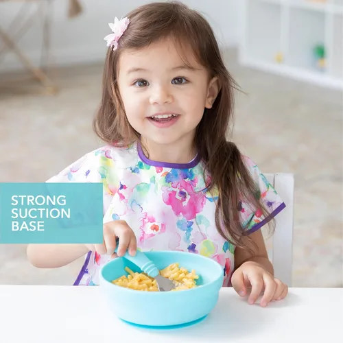 Vista 3 de Bumkins Cuenco para bebé, succión de silicona, para bebés, niños pequeños y niños, destete LED para bebés, esenciales para alimentación, silicona