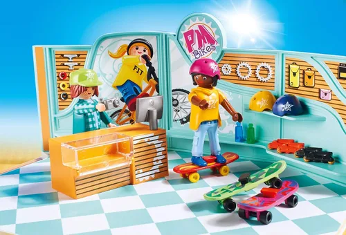 Vista 5 de Playmobil Tienda de bicicletas y patinaje, Multicolor