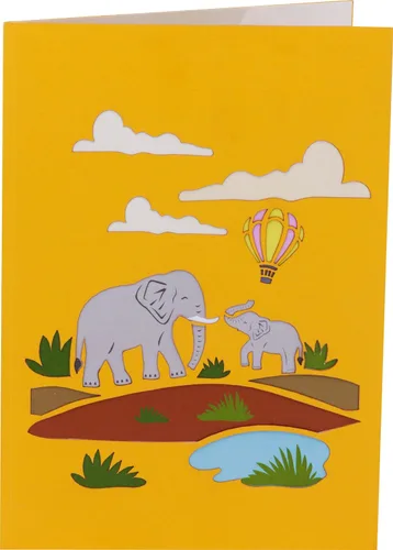 Vista 2 de Jungle Animals - Tarjeta de felicitación 3D desplegable para todas las ocasiones, amor, cumpleaños, Navidad, buena suerte, día del padre, día