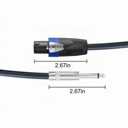 Vista 4 de 2PCS 15 pies 12AWG SpeakON a 1/4" Cable de altavoz macho Cables de audio