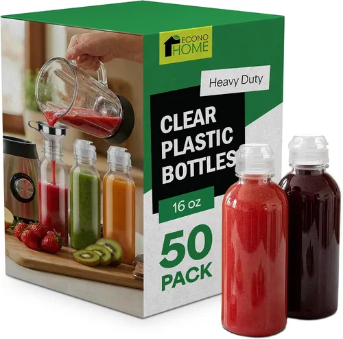 Vista 25 de EconoHome Paquete de 50 botellas cuadradas de jugo de 16 onzas, sin BPA