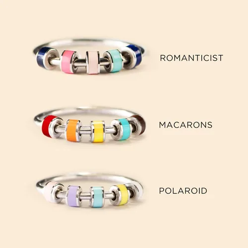 Vista 6 de STORYJEWELLERY Regalos de Navidad para hija, anillo antiestrés, anillos de ansiedad para mujeres, anillos giratorios para el estrés, anillo