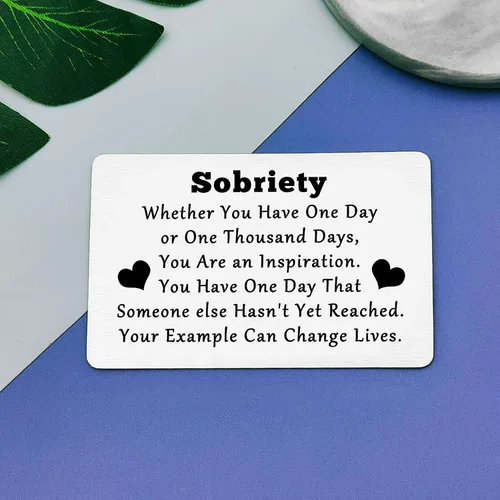 Vista 4 de Regalo de recuperación de adicciones para mujeres y hombres, tarjeta de inserción de billetera de metal, regalo de sobriedad, regalo de recuperación
