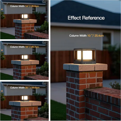 Vista 6 de MVBT Luces de poste para exteriores de 7.1 pulgadas, luces de pilar con cable duro, AC100-240 V, luz de columna moderna, lámpara de cubierta