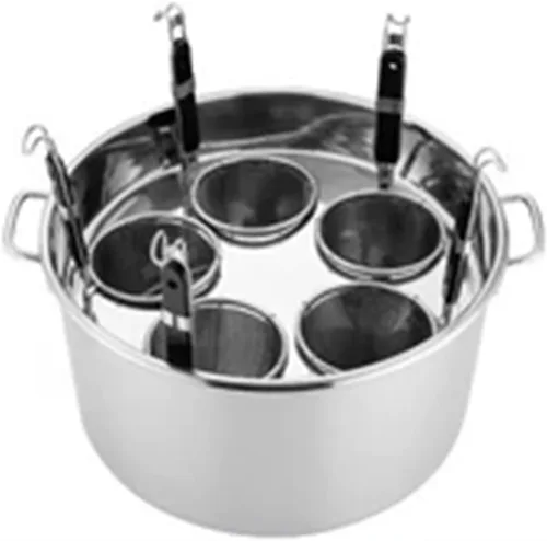 Vista 9 de UTOYA Stainess - Olla de acero para pasta con insertos, olla de cocina con divisor y colador, olla de inducción resistente, inducción, cerámica