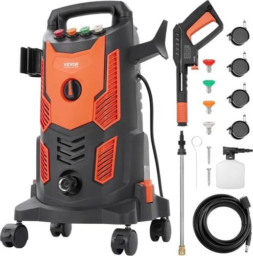 Vista 14 de VEVOR Lavadora a presión eléctrica, máximo 4200 PSI 2.8 GPM, limpiador de alta potencia con cañón de espuma y 4 boquillas para calzadas