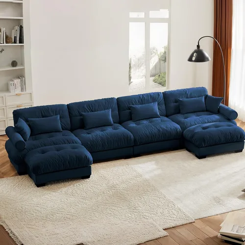 Vista 47 de Juego de sofá modular con asiento profundo de 94.4", tela de chenilla, loveseat seccional moderno para sala de estar, cómodo loveseat de felpa tipo