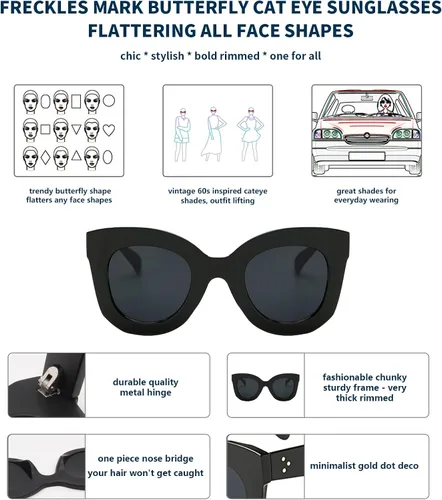 Vista 6 de Gafas de sol con diseño de mariposa semi ojo de gato montura de plástico y lentes gradientes transparentes
