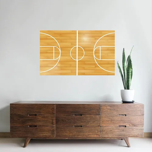 Vista 3 de CafePress Vinilo adhesivo de pared para cancha de baloncesto, 35 x 21 pulgadas, vinilo reutilizable