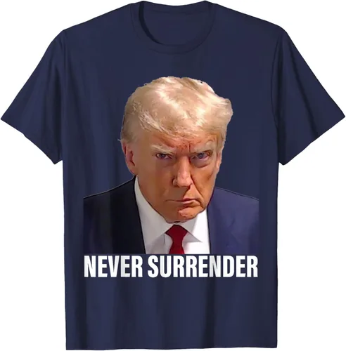 Vista 53 de Camiseta Pro Trump Mugshot Never Surrender para hombre y mujer, Negro
