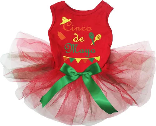 Vista 4 de Petitebella Cinco De Mayo - Vestido para cachorro estilo carnaval (negro/verde, talla XS)