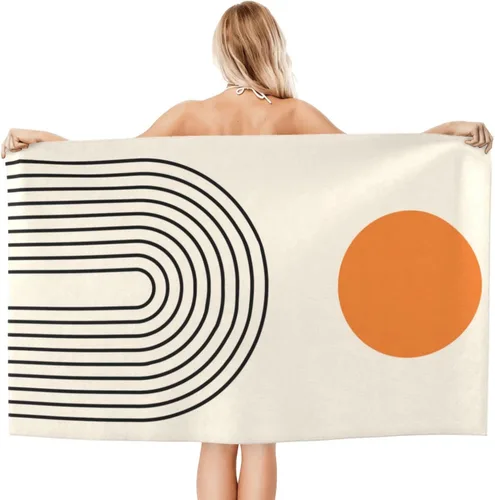 Vista 2 de VOOHDDY Toalla de playa abstracta, bohemia, simple, moderna, minimalista, estética, grande, suave, absorbente, microfibra, secado rápido, toallas