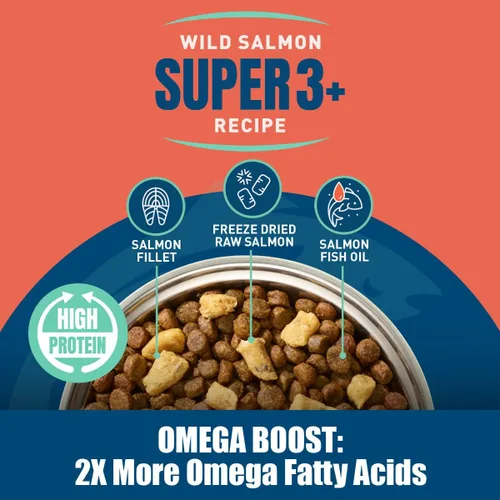 Vista 3 de SUPER3+ Salmón liofilizado de salmón crudo para perros Cachorros y adultos Raza pequeña y grande Alto en proteínas Sin granos Nutrición