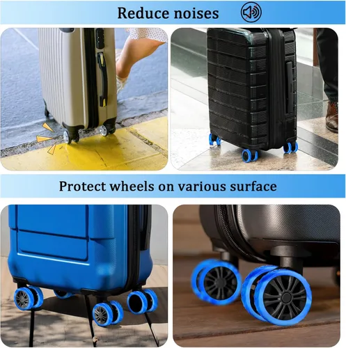 Vista 5 de BOXOB 8 fundas para ruedas de equipaje, fundas protectoras de rueda de maleta, fundas protectoras de rueda de silicona de dopamina, accesorios