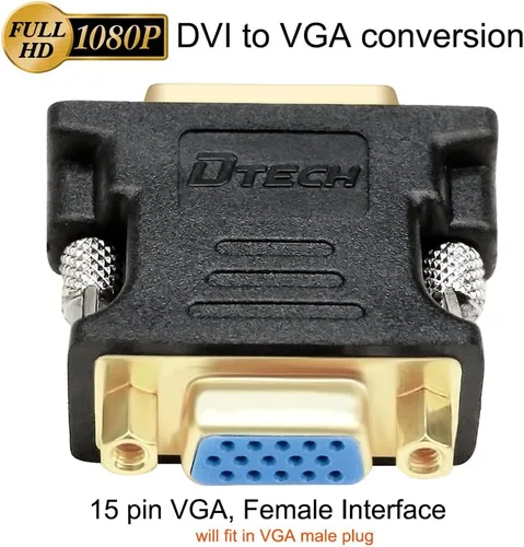 Vista 7 de DTech DVI macho a VGA hembra adaptador de alta velocidad DVI-I24+convertidor de 5 puertos para HDTV, plasma, DVD y proyector