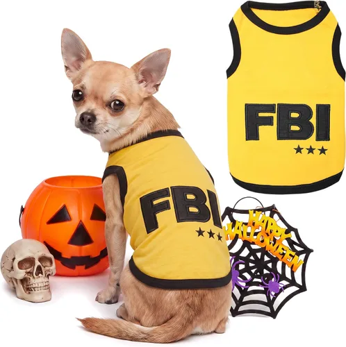 Vista 19 de Camiseta para Perro Parisian Pet - Camiseta Bordada FBI - 100% Algodón, Ropa Transpirable para Perros - Chaleco para Mascotas Sin Mangas - Camisas