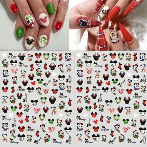 Vista 5 de 4 bonitas calcomanías de uñas de dibujos animados autoadhesivos 3D, suministros de decoración de uñas de Navidad, calcomanías de uñas Kawaii