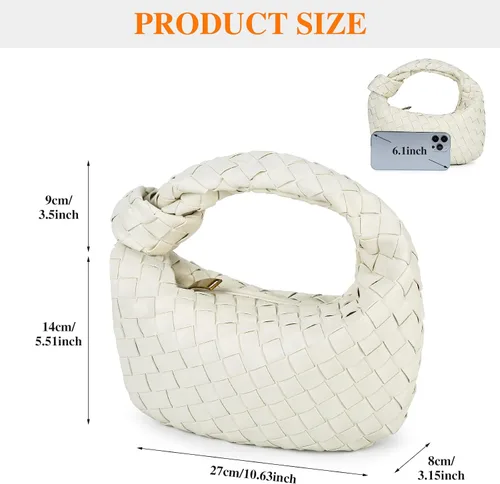 Vista 3 de Selighting Bolsos tejidos anudados para mujer, bolso de hombro Hobo de cuero sintético, hecho a mano, bolso de mano de diseñador