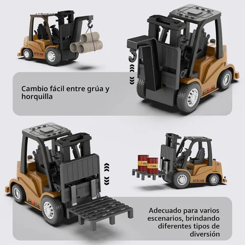 Vista 3 de cxjoigxi Mini carretilla elevadora RC, juguetes de camión carretilla elevadora 1/64 recargables, aplicación y control remoto, 2 en 1 transformable