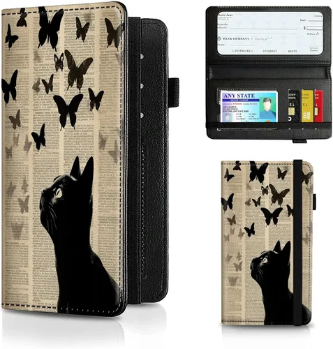 Vista 124 de Funda para chequera para hombres y mujeres, cartera de cuero RFID con ranuras para tarjetas de crédito, soporte de cheques duplicados personales