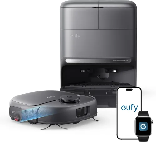 Vista 9 de eufy C28 - Combo de aspiradora y trapeador robot blanco 2026, succión de 15,000 Pa, mopa con rodillo autolimpiante HydroJet, mejorado desde X10 Pro