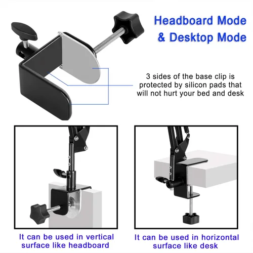 Vista 9 de Soporte para tablet ajustable, soporte plegable para cama, soporte universal flexible de aluminio para tableta con rotación de 360 grados