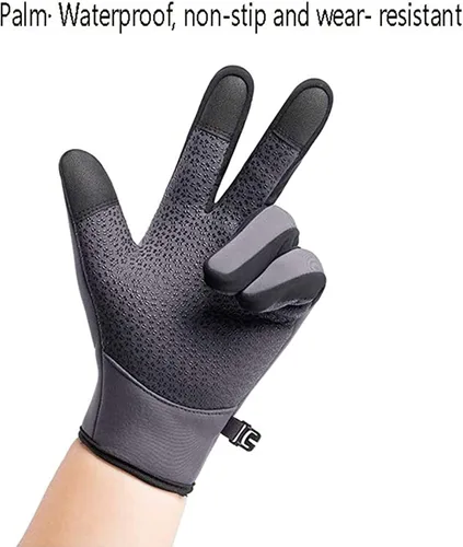 Vista 3 de Guantes cálidos de invierno para hombres y mujeres, ciclismo, Wkiing, resistentes al viento y al agua, de piel sintética, para pantalla táctil