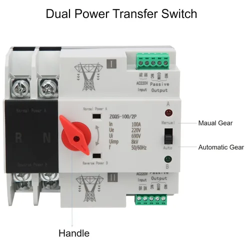 Vista 6 de Interruptor de transferencia de 100 amperios, interruptor de transferencia automática, interruptor de transferencia manual, interruptor