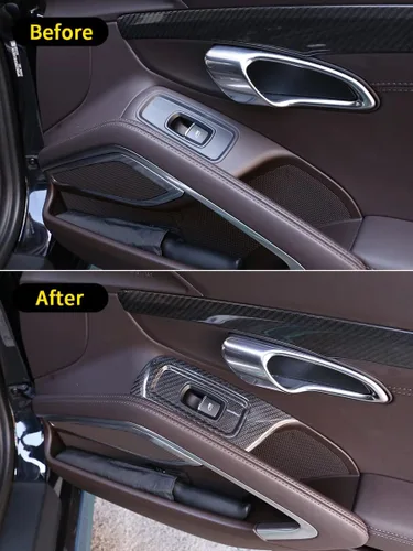Vista 2 de Ajuste para Porsche 911 718 LHD 2013-2021 Accesorios interiores de fibra de carbono real para puerta de automóvil, panel de interruptor de control