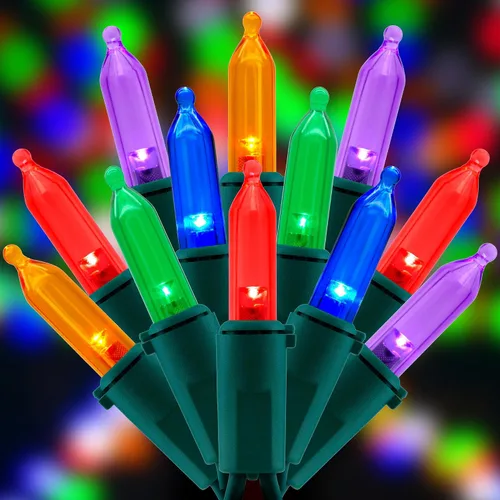 Vista 13 de Juego de luces de cadena navideñas azules de 200 unidades LED, 66 pies de cable verde, juego de luces festivas UL certificadas de grado comercial