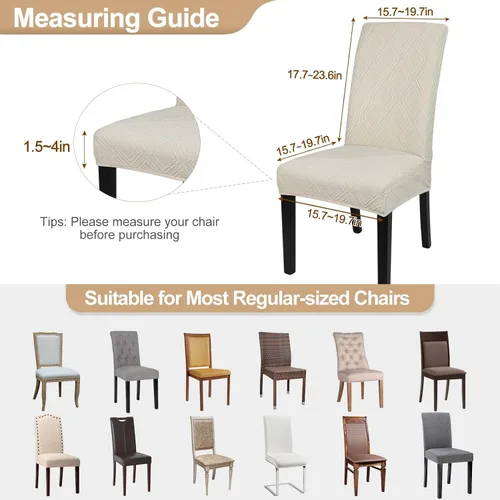 Vista 6 de SearchI Juego de 4 fundas impermeables para sillas de comedor, fundas elásticas para sillas Parsons extraíbles, lavables, fundas protectoras