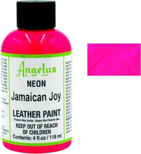 Vista 2 de Angelus Pintura acrílica neón para cuero, para zapatos, botas, chaquetas, arte, personalización, zapatillas, bolsas y más, Jamaican Joy - 4 onzas