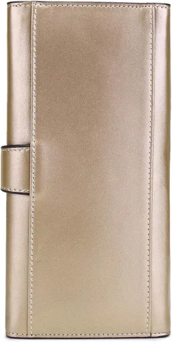 Vista 2 de Cartera para mujer de piel larga RFID de tres pliegues para tarjetas de damas