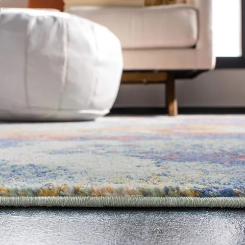 Vista 5 de SAFAVIEH Alfombra de 8 x 10 pies – Colección Prism – Grande – Crema y Aqua, diseño abstracto moderno bohemio, no desprende pelusa y fácil