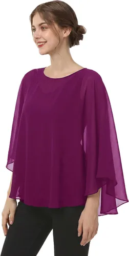 Vista 11 de Capas de gasa para mujer, chales y envolturas para poncho Negro