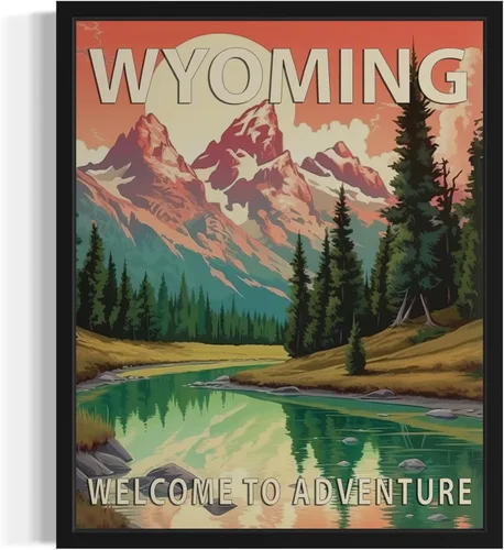 Vista 20 de Póster artístico de paisaje del estado de Alabama, decoración artística de paisaje retro de estados, pintura de montaña y paisaje de aventura