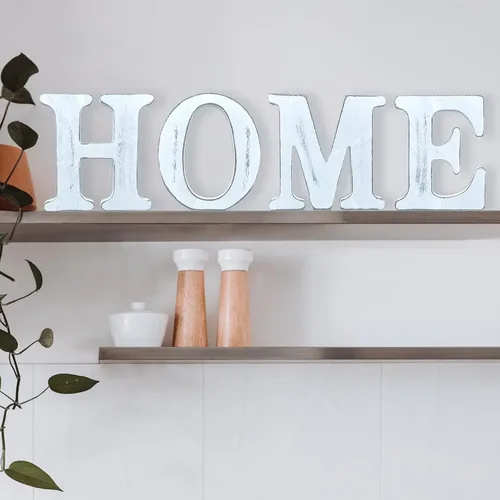Vista 3 de Letras rústicas de madera blanca de 6 pulgadas, letras de madera sin terminar para decoración de pared, letras blancas retro de pie, decoración