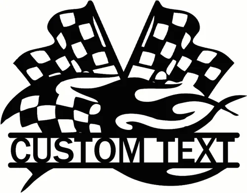 Vista 12 de Letrero de metal personalizado con bandera de carreras a cuadros, arte de pared de metal personalizado, letrero de nombre con monograma de bandera a