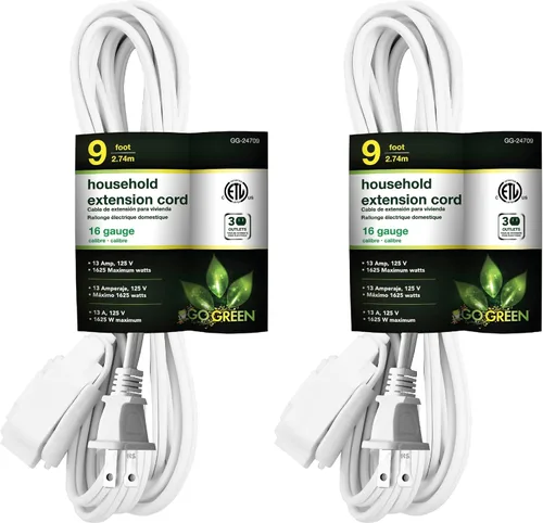 Vista 22 de Go Green Power Inc. Cable de extensión para el hogar de 16/2 de 6 pies con 3 tomas, color marrón, discreto, sin torceduras, cubiertas de seguridad