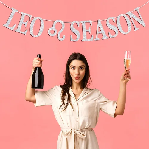 Vista 3 de Cartel de la temporada de Leo, cartel de Big Leo Energy, 12 Constelaciones Tema de Historia de Feliz Cumpleaños, Suministros de Decoración de Fiesta