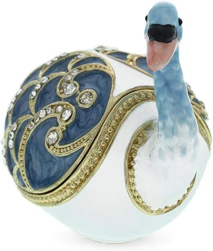 Vista 3 de BestPysanky Figurita de caja de baratija de cisne con joyas