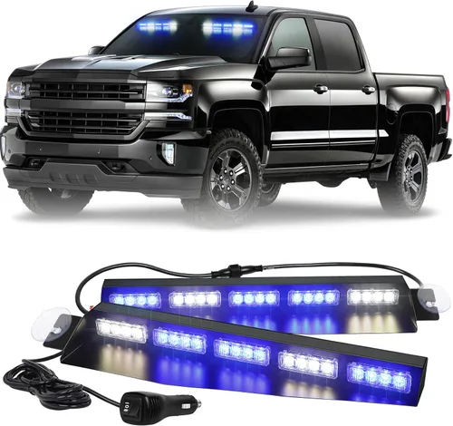 Vista 12 de XRIDONSEN - Luces estroboscópicas para visera de 34 pulgadas, 40 LED, color verde ámbar, luces de emergencia Warning Hazard Caution Safety Lights