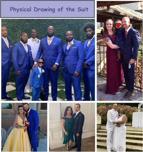 Vista 7 de Traje de 2 piezas para hombre de boda, esmoquin, chaqueta de baile de graduación, trajes ajustados de dos botones, vestido de boda, chaqueta