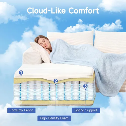 Vista 7 de Brage Living Sofá modular Cloud de 108 pulgadas, cómodo sofá modular sin hueso con asiento profundo, sofá con diván en forma de L para sala de Beige
